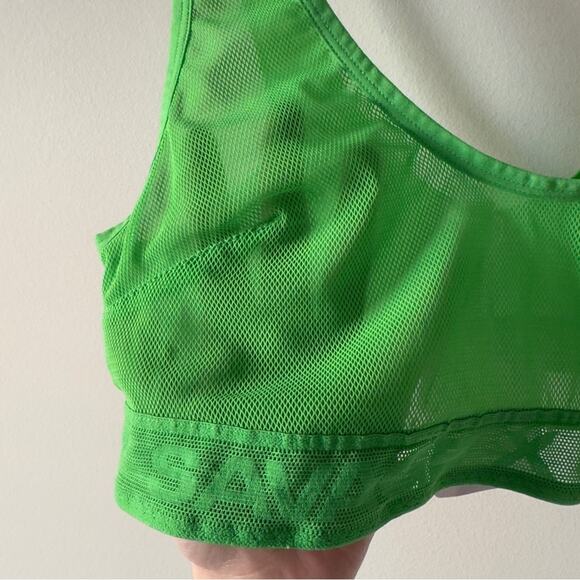 Savage X Fenty Green Women's Mesh Intimate Bra sports wireless lingerie sheer L - Picture 3 of 7